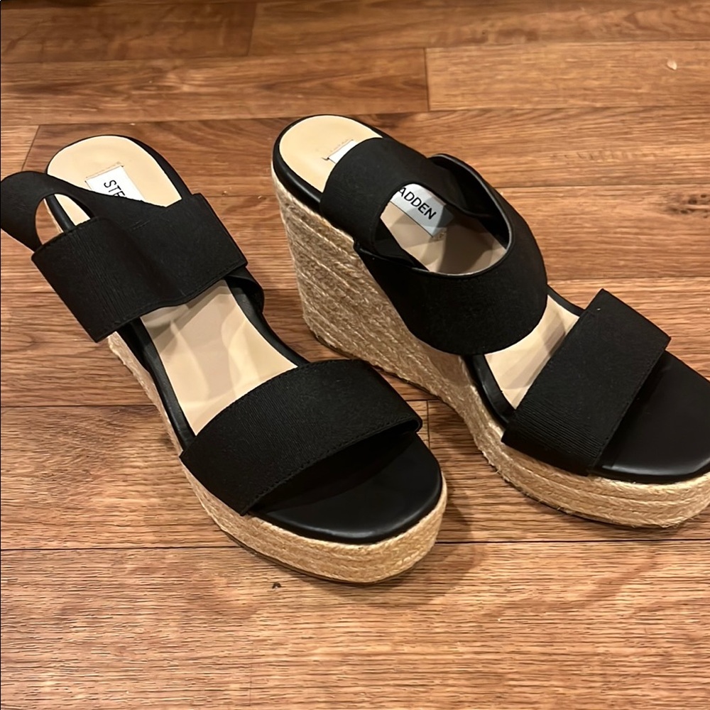 Steve Madden Black Wedge Slip-On Shoes